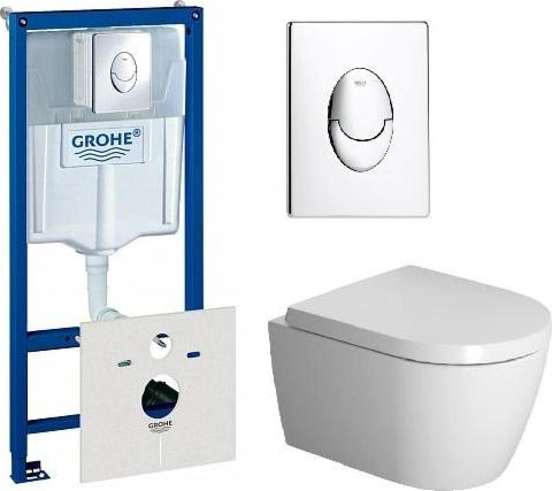 Комплект инсталляции Grohe Rapid SL 38750001 4 в 1 с подвесным унитазом Duravit ME by Starck 2530090000 и крышкой-сиденьем Duravit ME by Starck 0020190000 с микролифтом - duravit shop