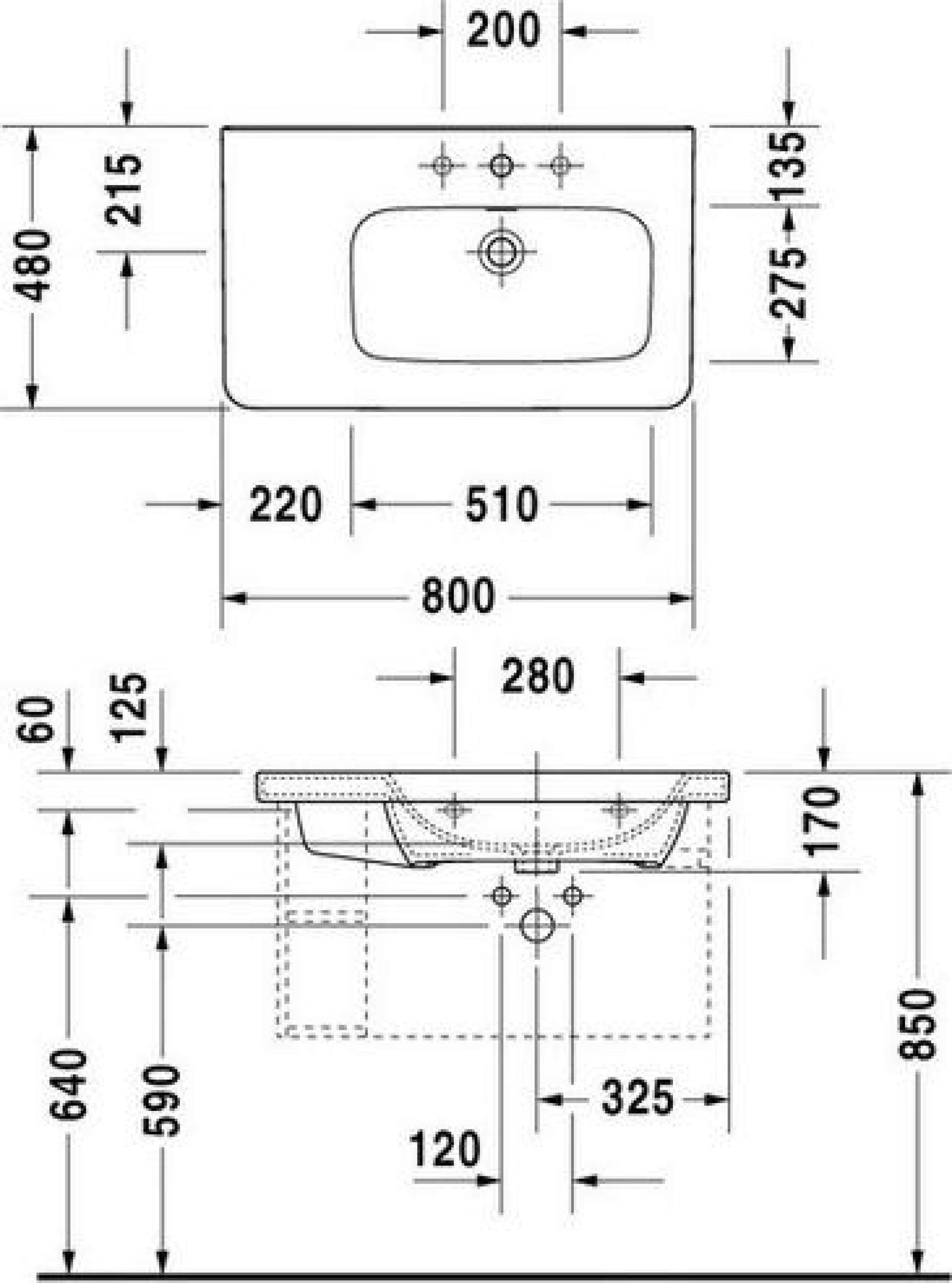 Раковина 80 см L Duravit DuraStyle 2326800000 - duravit shop