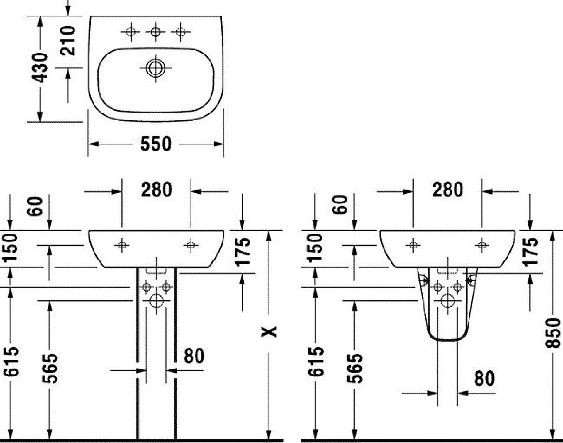 Раковина 55 см Duravit D-Code 23105500002 - duravit shop