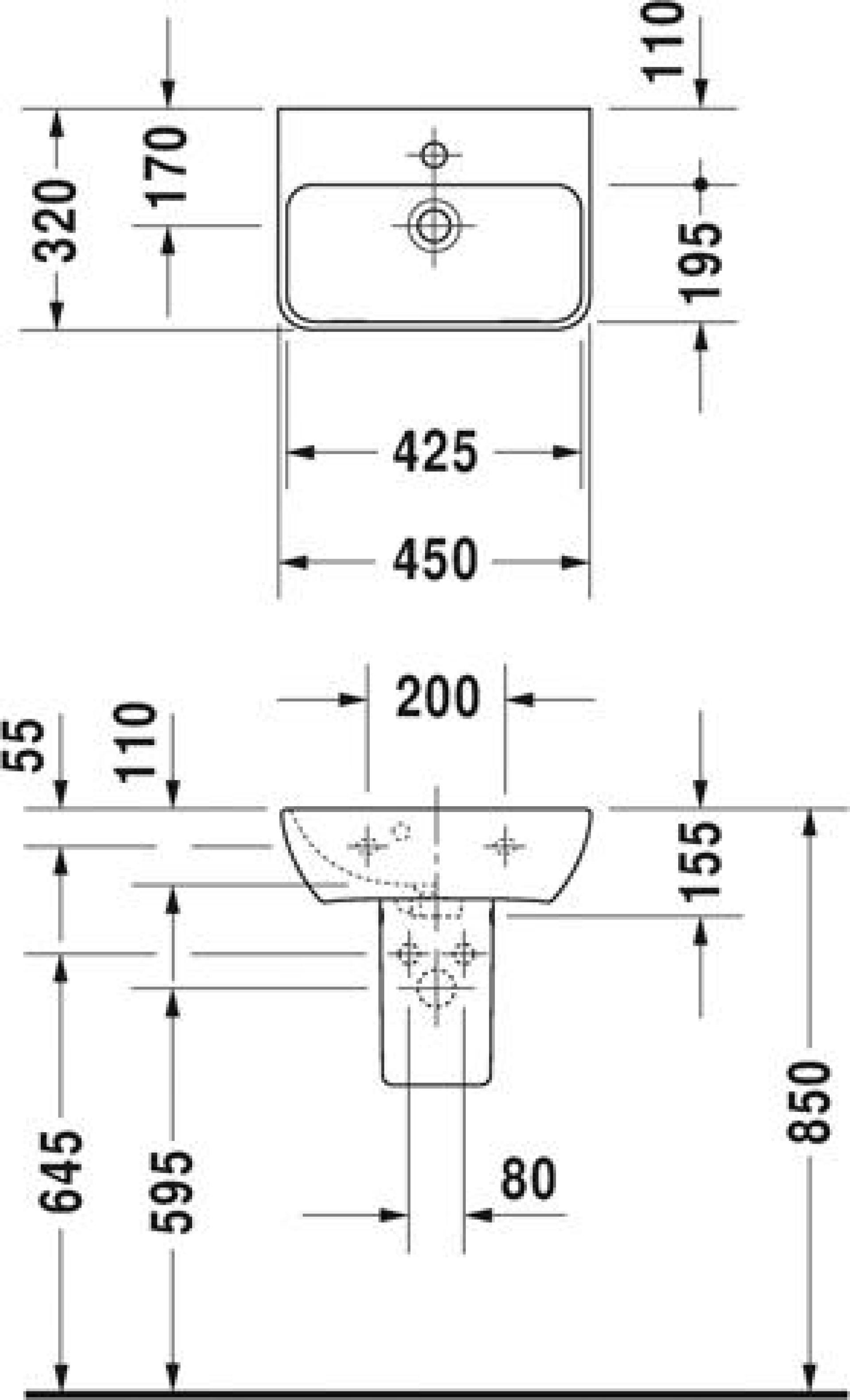 Раковина 45 см Duravit ME by Starck 0719450000 - duravit shop
