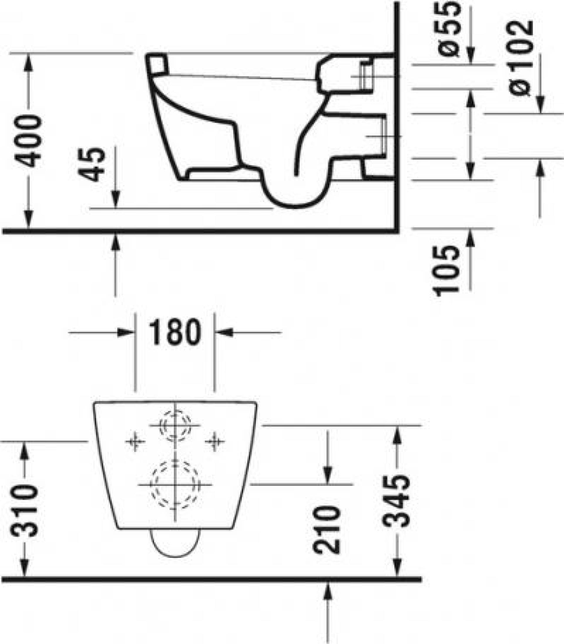 Унитаз подвесной Duravit ME by Starck Rimless 2529090000 безободковый - duravit shop
