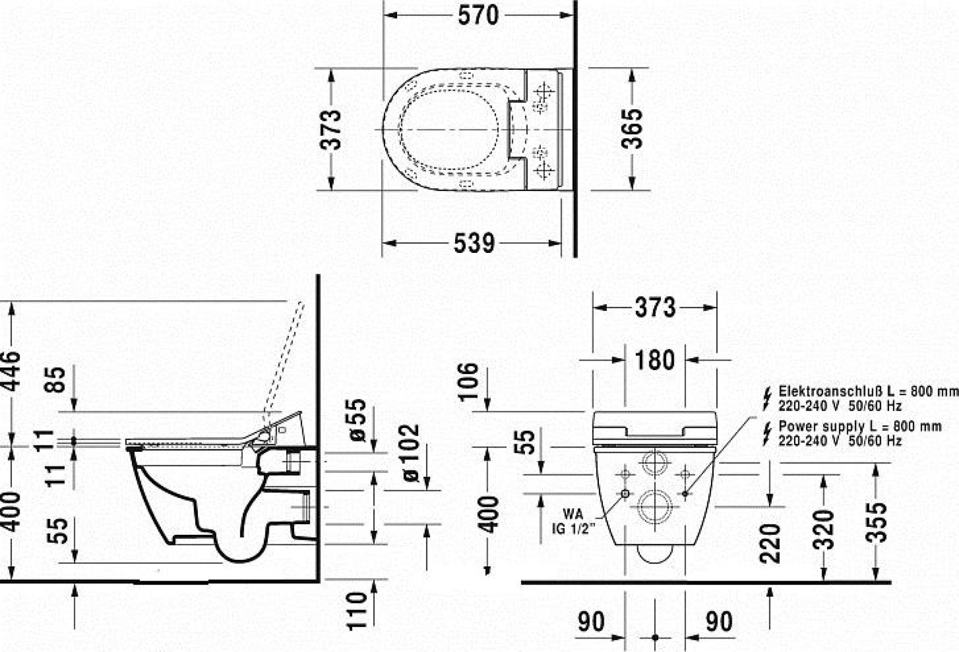 Унитаз подвесной Rimless Duravit Darling new SensoWash 2563590000 безободковый - duravit shop