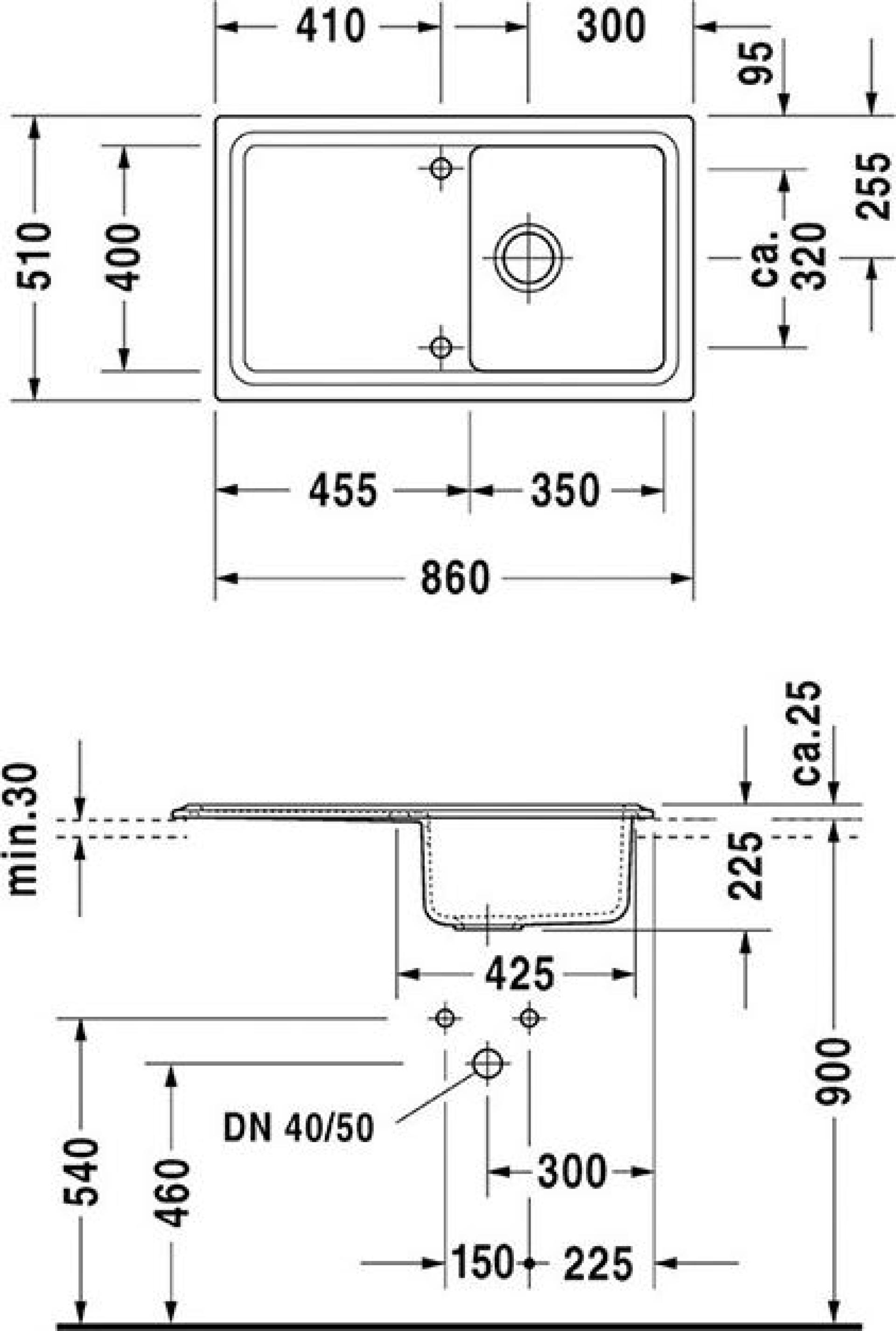 Кухонная мойка Duravit Cassia 86 7513860000, белый - duravit shop
