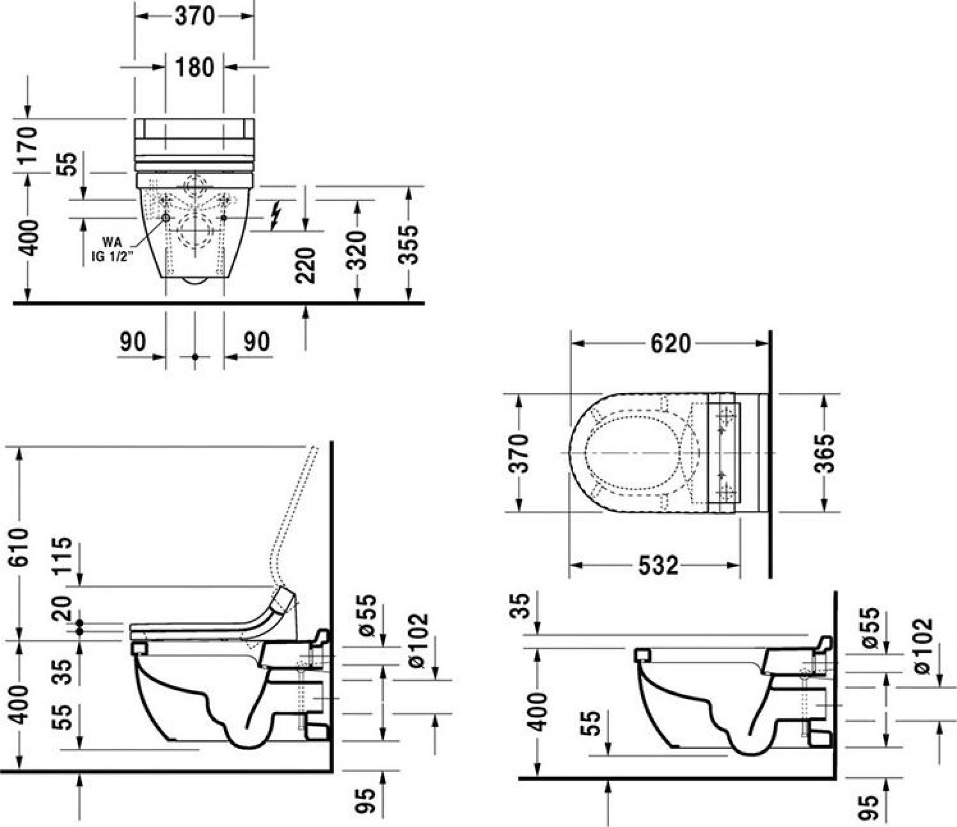 Унитаз подвесной Duravit Starck 3 2226590000 без сиденья - duravit shop