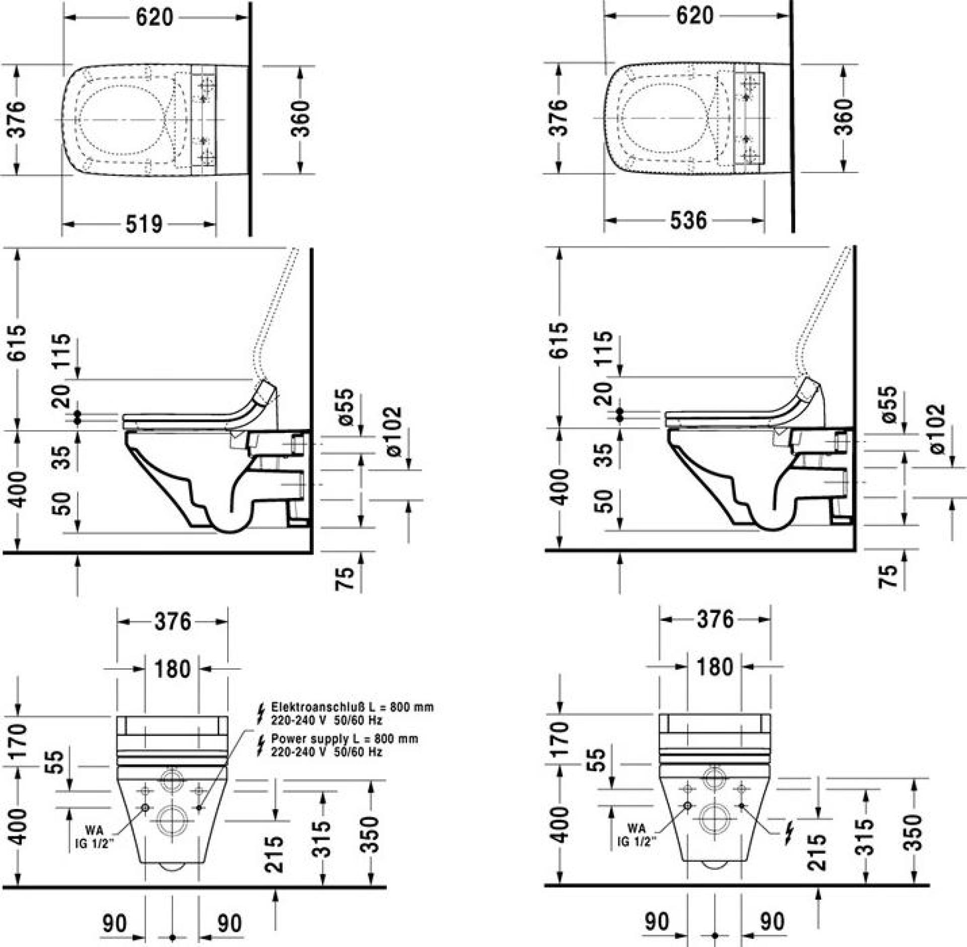 Унитаз подвесной Duravit DuraStyle Rimless  для SensoWash 2542590000 безободковый - duravit shop