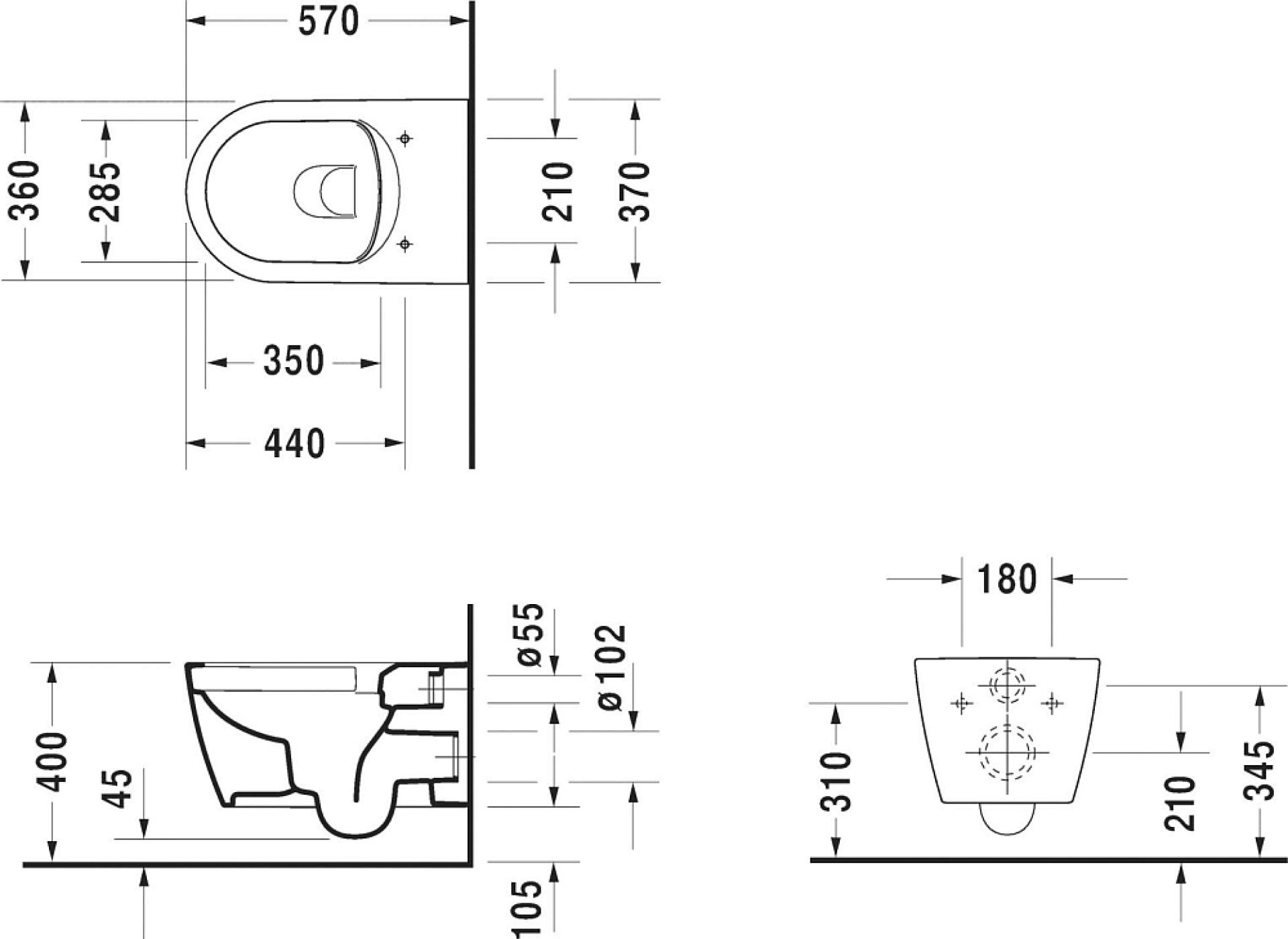 Унитаз подвесной Duravit ME by Starck Rimless 2529092000 безободковый - duravit shop