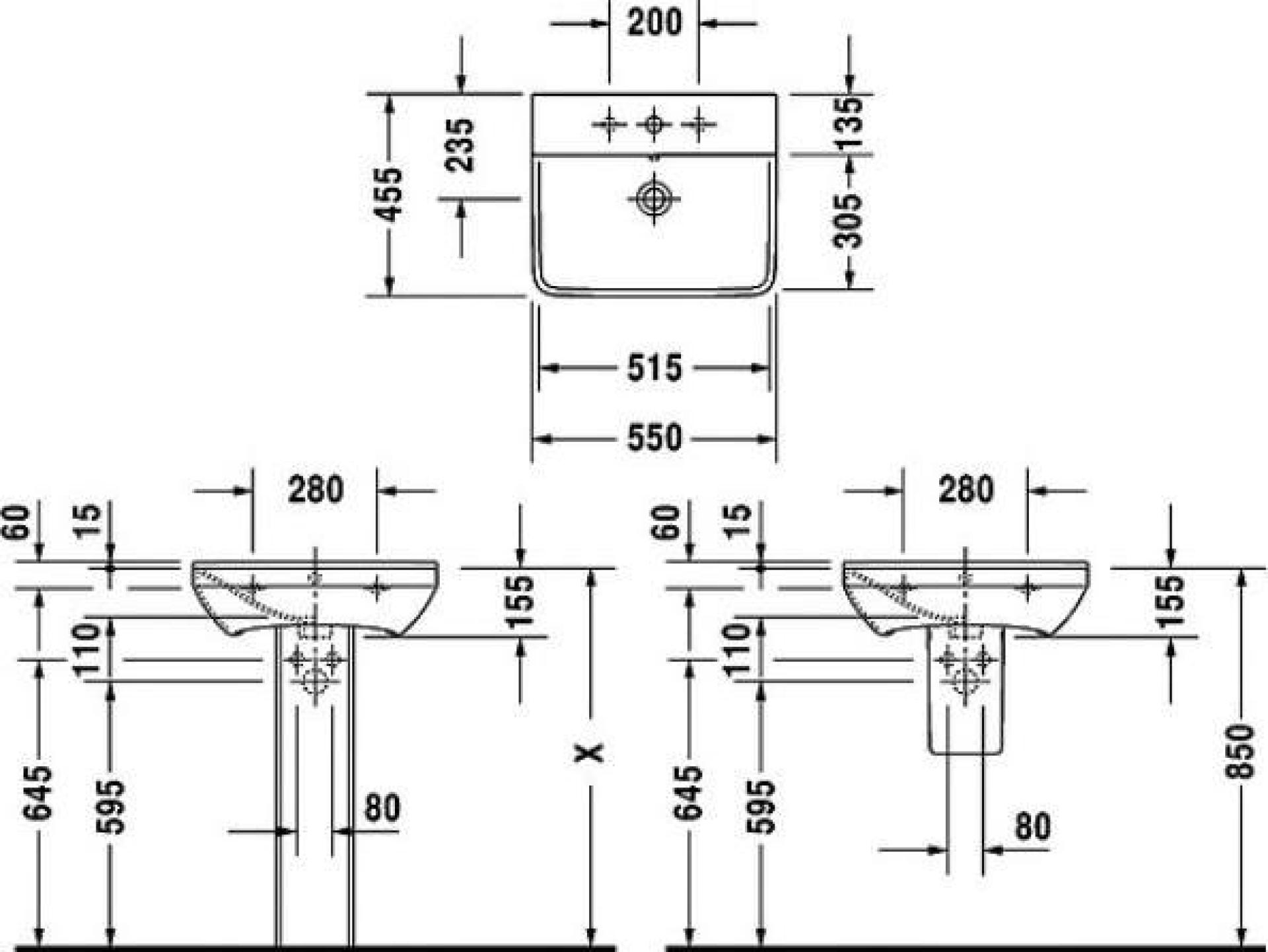 Раковина Duravit P3 Comforts 2331550000 55 см - duravit shop