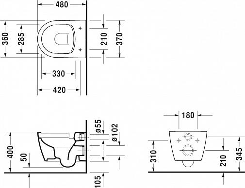 Комплект инсталляции Grohe Rapid SL 38750001 4 в 1 с подвесным унитазом Duravit ME by Starck 2530090000 и крышкой-сиденьем Duravit ME by Starck 0020190000 с микролифтом - duravit shop
