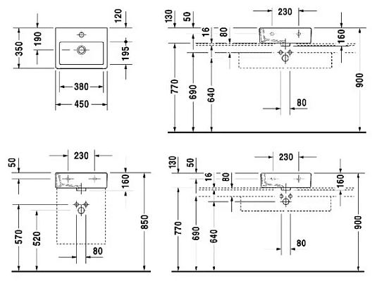 Раковина Duravit Vero 704450000 белый - duravit shop