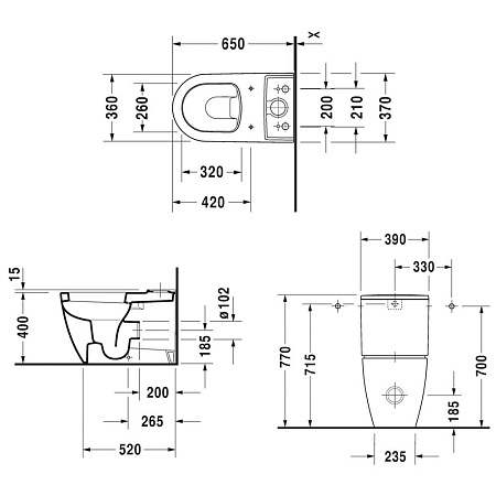 Унитаз напольный Duravit ME by Starck  2170090000 с бачком 0938100005 - duravit shop