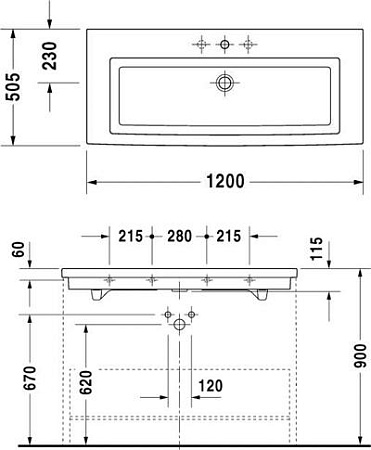 Раковина 120 см Duravit 2 Nd Floor 0491120000 - duravit shop