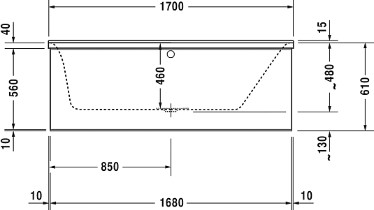 Ванна акриловая 170x75 Duravit P3 Comforts 700376 с ножками 790100 - duravit shop