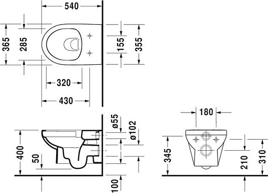 Унитаз подвесной Duravit DuraStyle Basic Rimless 2562090000 безободковый - duravit shop