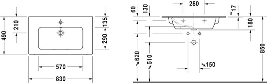 Тумба с раковиной Duravit L-Cube LC6241 83 белая - duravit shop