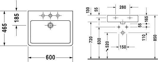 Раковина Duravit Vero 0454600000 60 см - duravit shop