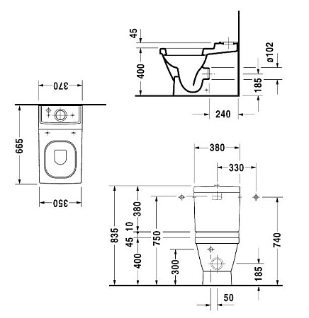 Унитаз напольный Duravit 2 Nd Floor 2106090000 с бачком 0876100005 - duravit shop