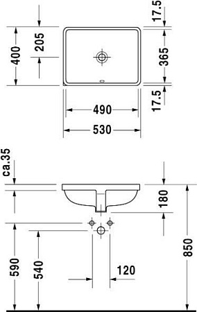 Рукомойник Duravit Starck 3 0305490000 встраиваемый - duravit shop