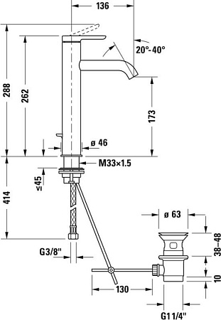 Смеситель Duravit C.1 C11030001010 для раковины - duravit shop